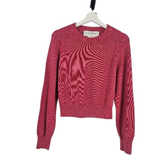 High Sport Cropped Sweater Pink Red Crewneck Long Sleeve Knit Pullover Size XS - Picture 1 of 5